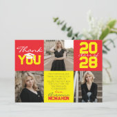 Rood & Geel 3 Foto Afstuderen Dank u Kaart (Staand voorkant)