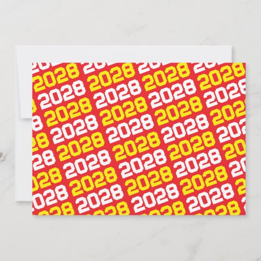 Rood & Geel 3 Foto Afstuderen Uitnodiging (Achterkant)