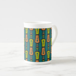 Rood, geel Abstract op Blauwgroen Bone China Coffe Porselein Kop
