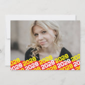 Rood & Geel Afstuderen 2 Fotoaankondiging Kaart (Achterkant)