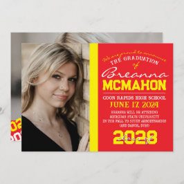 Rood & Geel Afstuderen 2 Fotoaankondiging Kaart