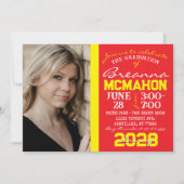 Rood & Geel Afstuderen 2 Fotouitnodiging Kaart (Voorkant)