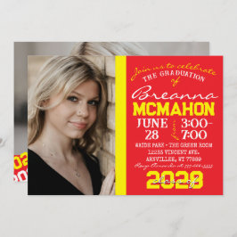 Rood & Geel Afstuderen 2 Fotouitnodiging Kaart