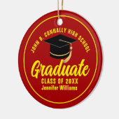 Rood Geel Afstuderen Custom Afstuderen Christmas Keramisch Ornament (Links)