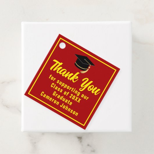 Rood Geel Afstuderen Custom Graduation Party Bedankjes Labels (In situ)