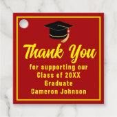 Rood Geel Afstuderen Custom Graduation Party Bedankjes Labels (Voorkant)