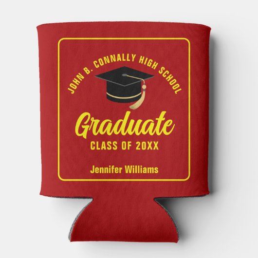 Rood Geel Afstuderen Custom Graduation Party Blikjeskoeler (Achterkant)