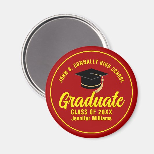 Rood Geel Afstuderen Custom Graduation Party Magneet (Voorkant / Achterkant)