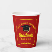 Rood Geel Afstuderen Custom Graduation Party Papieren Bekers (Achterkant)