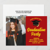 Rood Geel Afstuderen Foto 2025 Afstudeerfeest Kaart (Voorkant / Achterkant)