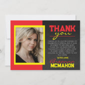 Rood & geel Afstuderen foto dank u kaart (Voorkant)