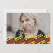 Rood & geel Afstuderen foto dank u kaart (Achterkant)