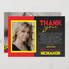 Rood & geel Afstuderen foto dank u kaart