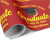 Rood geel Afstuderen gepersonaliseerd Afstuderen Cadeaupapier (Rol Hoek)