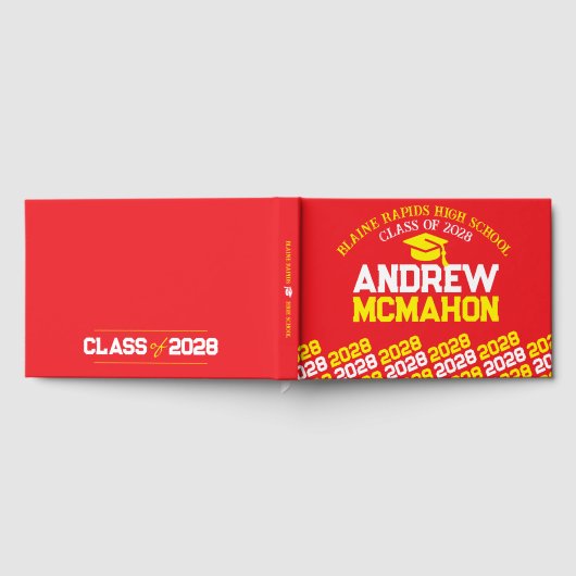 Rood & Geel Afstuderen Gepersonaliseerd Gastenboek (Volledig)