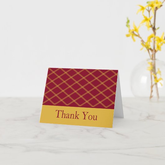 Rood & Geel Art Deco Line Art Diamonds Dank u Kaart (Gele Bloem)