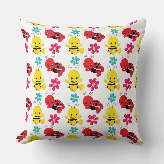 ROOD & GEEL BABY BUGS & FLOWERS KUSSEN (Voorkant)
