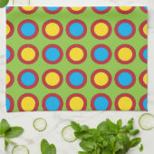 Rood Geel Blauw Cirkelenpatroon Theedoek (Gevouwen)