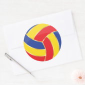 Rood, Geel, Blauw en Goud Volleybal Ronde Sticker (Envelop)