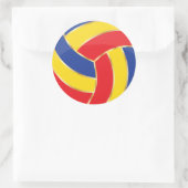 Rood, Geel, Blauw en Goud Volleybal Ronde Sticker (Tas)