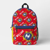 Rood geel blauw football voetbal splat custom bedrukte rugzak (Voorkant)