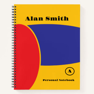 Rood Geel Blauw Geometrisch Monogram Notitieboek