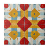 Rood Geel Blauw Geometrisch Patroon Tegeltje (Voorkant)