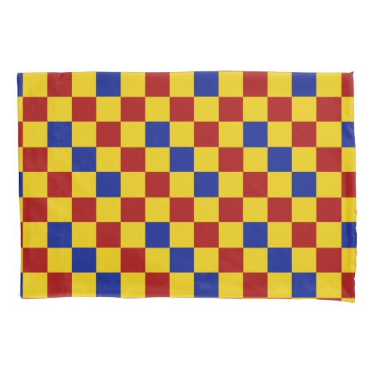 Rood Geel Blauw Geruit Patroonontwerp  Kussensloop (Voorkant)