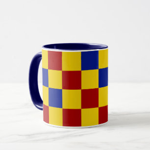 Rood Geel Blauw Geruit Patroonontwerp Mok