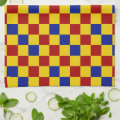 Rood Geel Blauw Geruit Patroonontwerp Theedoek (Gevouwen)