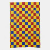 Rood Geel Blauw Geruit Patroonontwerp Theedoek (Verticaal)