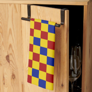 Rood Geel Blauw Geruit Patroonontwerp  Theedoek