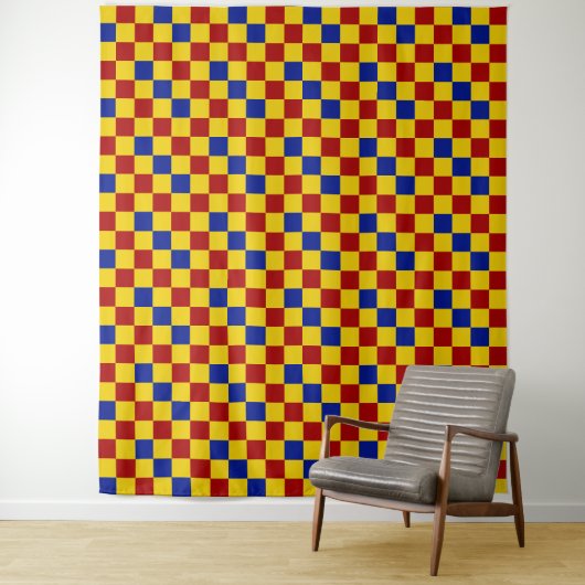 Rood Geel Blauw Geruit Patroonontwerp  Wandkleed (In situ)