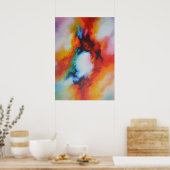 Rood Geel Blauw Groen Abstract Schilderen Poster (Keuken)