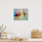 Rood Geel Blauw Groen Abstract Schilderij Poster (Keuken)