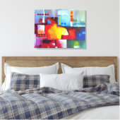 Rood Geel Blauw Groen Paars Abstract schilderen Canvas Afdruk (Insitu (Slaapkamer))