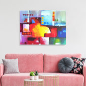 Rood Geel Blauw Groen Paars Abstract schilderen Canvas Afdruk (Insitu (Woonkamer))
