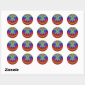 Rood Geel Blauw Groen Purpl~ Classic Ronde Sticker (Vel)