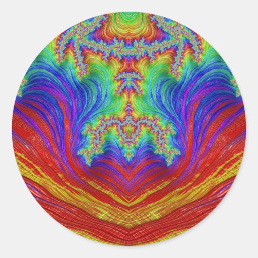 Rood Geel Blauw Groen Purpl~ Classic Ronde Sticker (Voorkant)