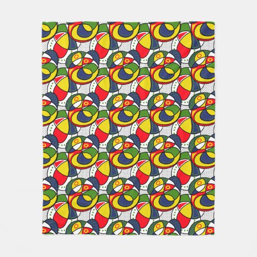Rood Geel Blauw Groen Strandbal Fleece Deken (Voorkant)
