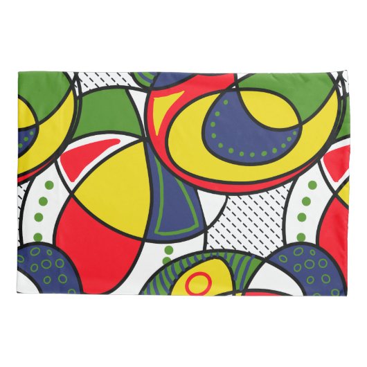 Rood Geel Blauw Groen Strandbal Kussensloop (Achterkant-Links)