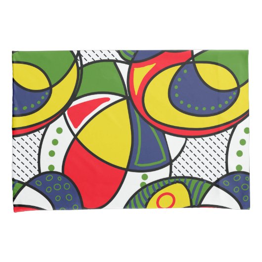 Rood Geel Blauw Groen Strandbal Kussensloop (Voorkant-Rechts)