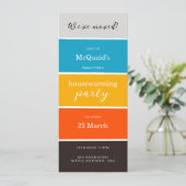 Rood Geel Blauw Huis Warming Party Uitnodiging (Staand voorkant)