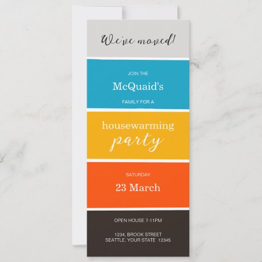 Rood Geel Blauw Huis Warming Party Uitnodiging (Voorkant)