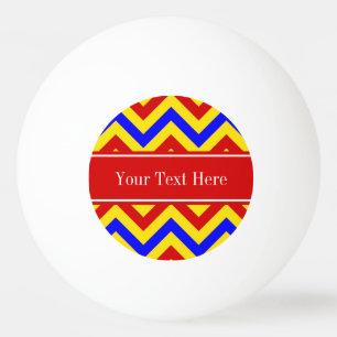 Rood, geel, blauw LG Chevron Red Name Monogram Pingpongbal