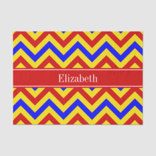 Rood, geel, blauw LG Chevron Red Name Monogram Tissuepapier