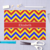 Rood, geel, blauw LG Chevron Red Name Monogram Tissuepapier (Craft)