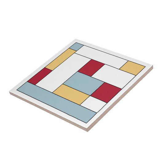 Rood Geel Blauw Mid Century Kleurblok Tegeltje (Zijkant)