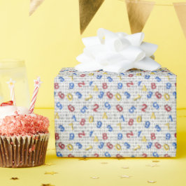 Rood Geel Blauw Nummer Zwart Wit Cadeaupapier
