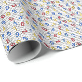 Rood Geel Blauw Nummer Zwart Wit Cadeaupapier (Rol Hoek)